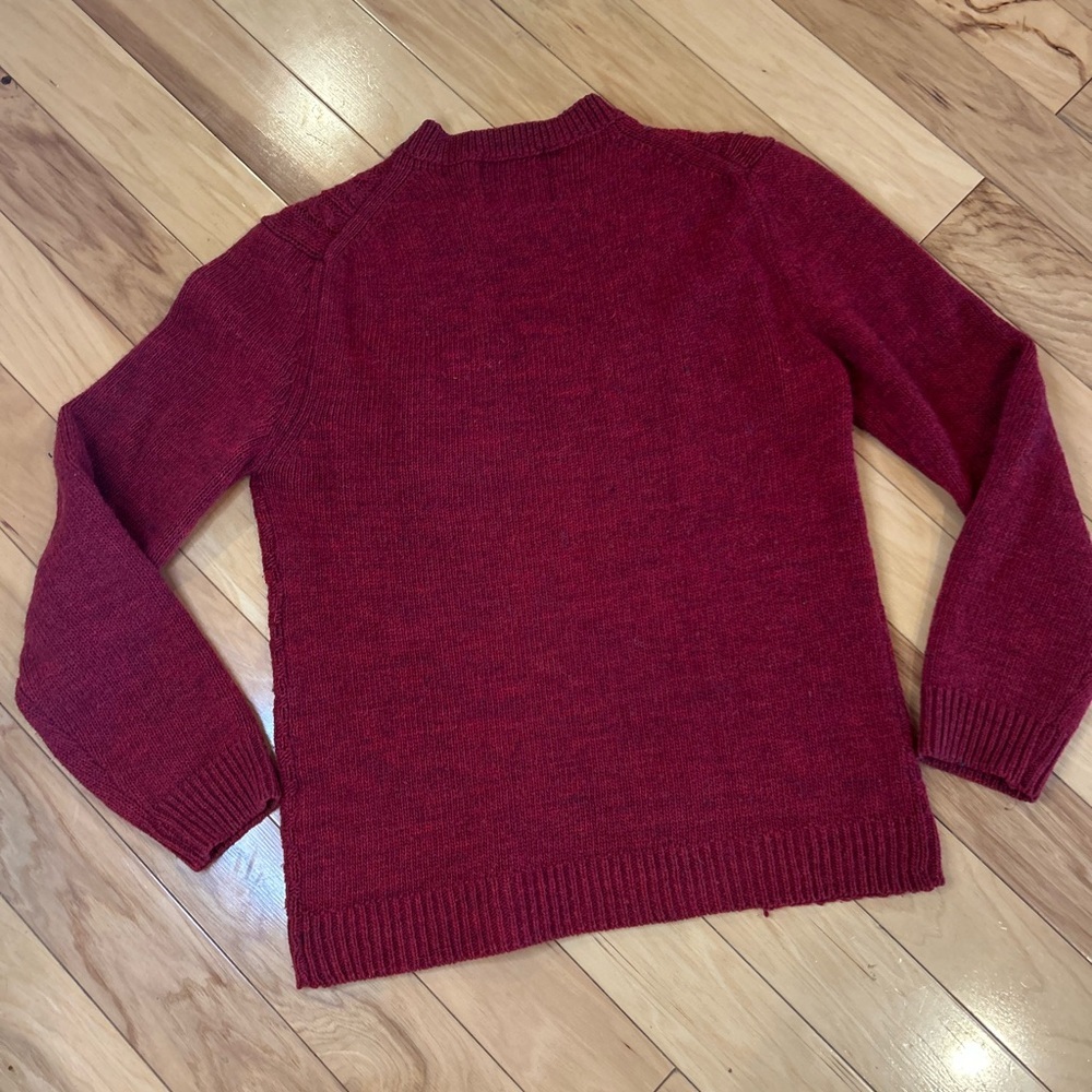 Topman Rich Red Cable Knit Wool Blend Men’s Crewneck Sweater - Picture 5 of 9